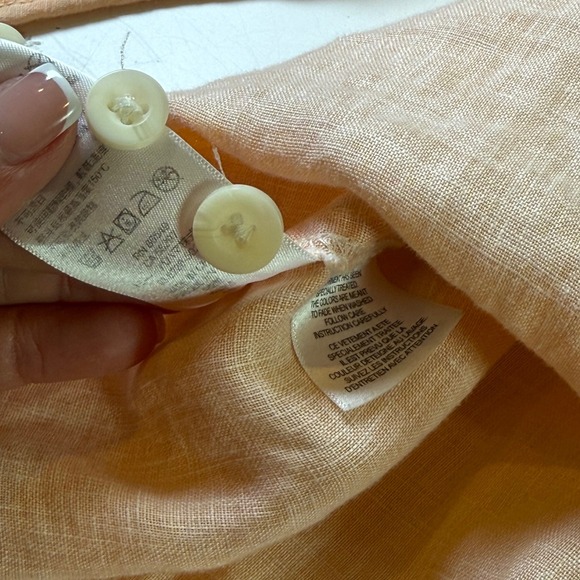 TOMMY BAHAMA Relax 100% Linen Button Up Casual Shirt Peach Size Large - Picture 7 of 12
